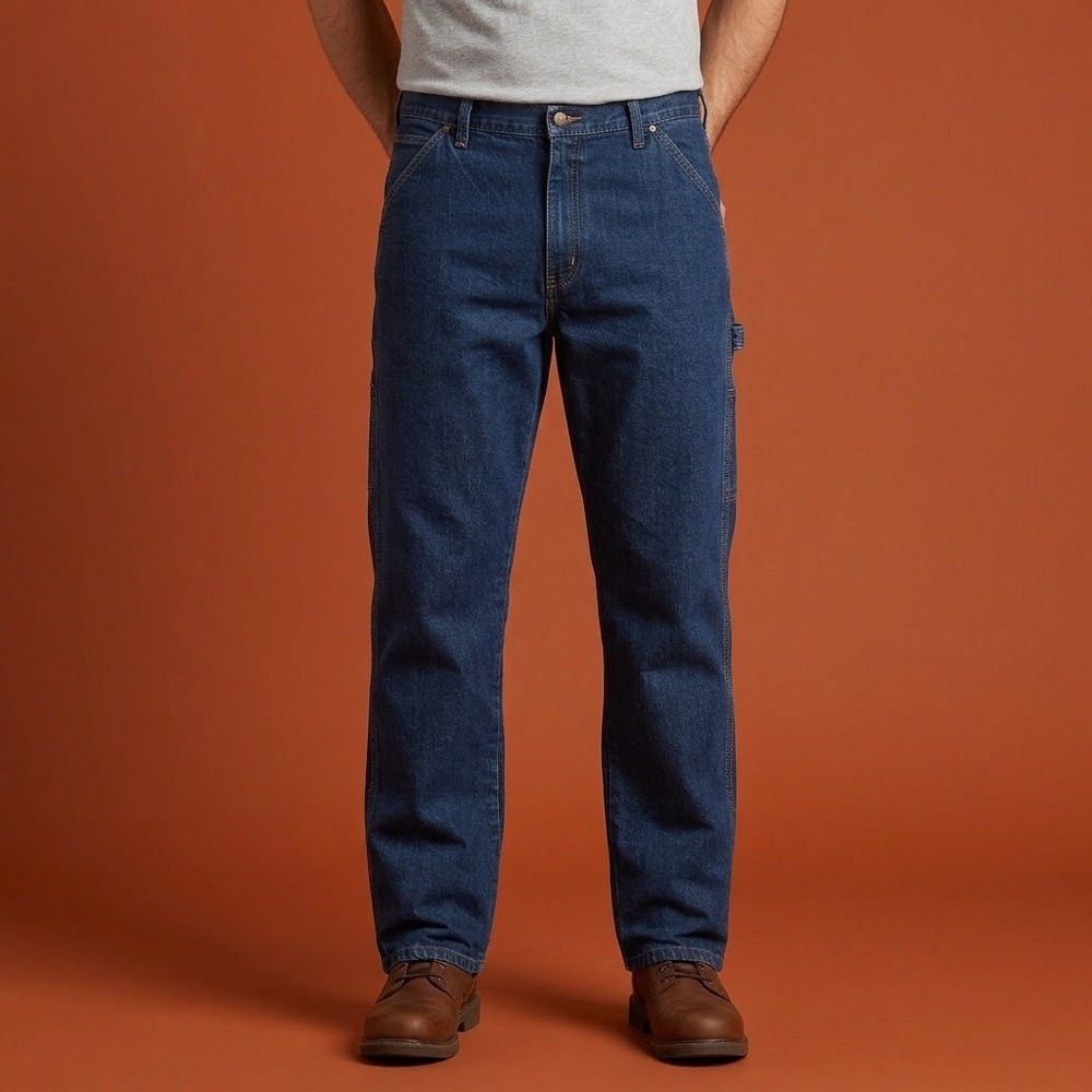 Wrangler Fleece‎ Lined Work Jeans Mens 38x34 Blue Carpenter